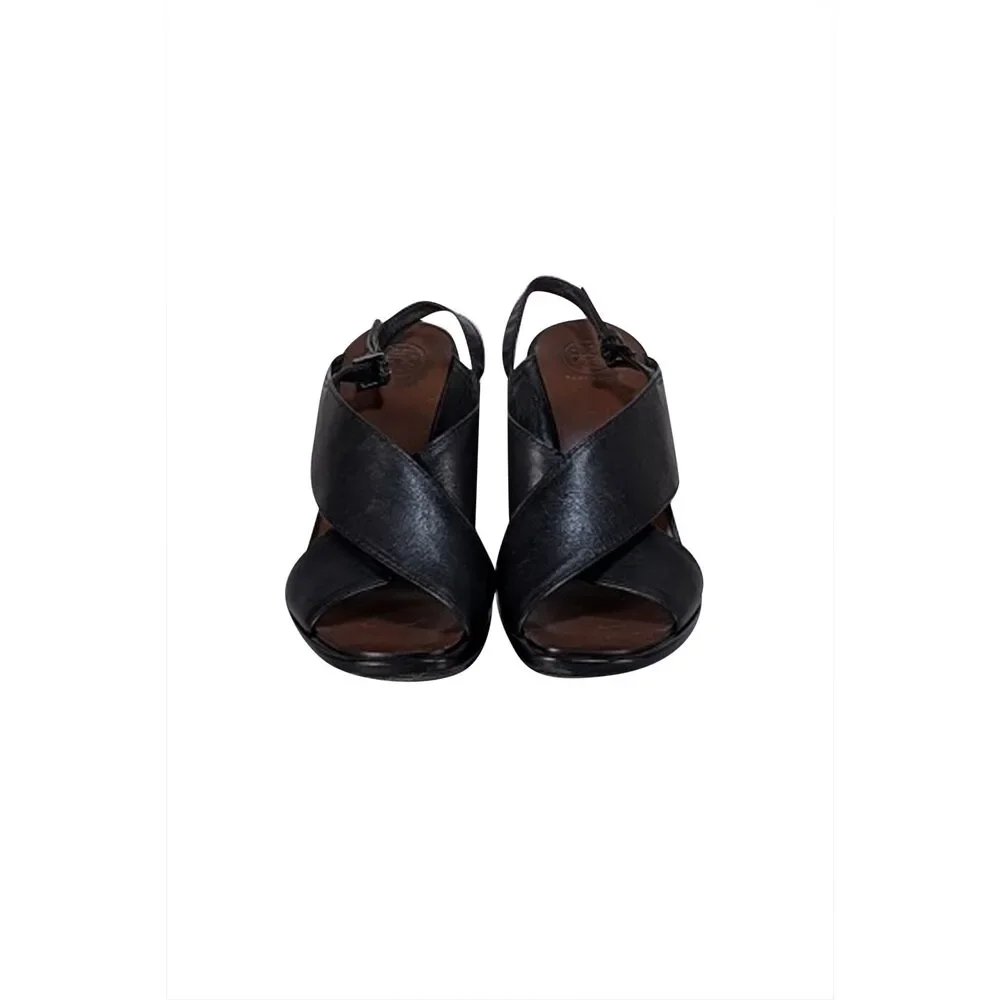 Tory Burch - Black Leather Wedge Heel Sz 7